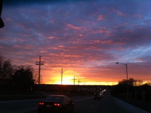 sunset on way home with RV